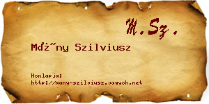 Mány Szilviusz névjegykártya